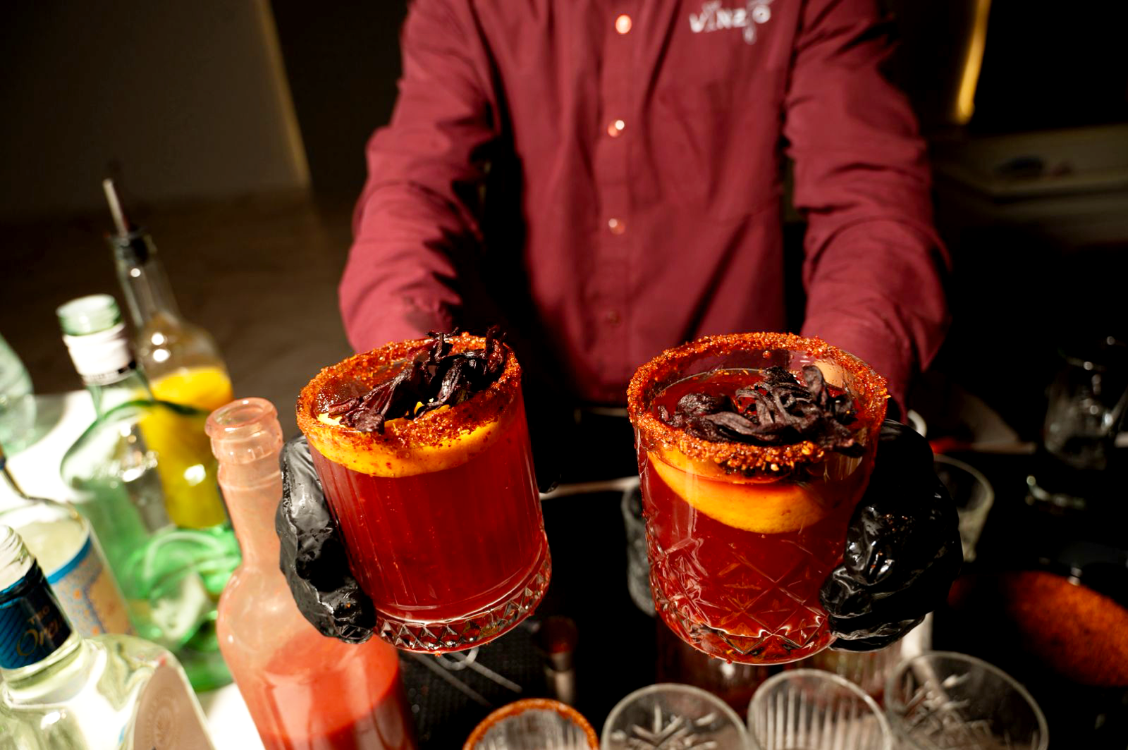 Cocteles con escarcha de chamoy